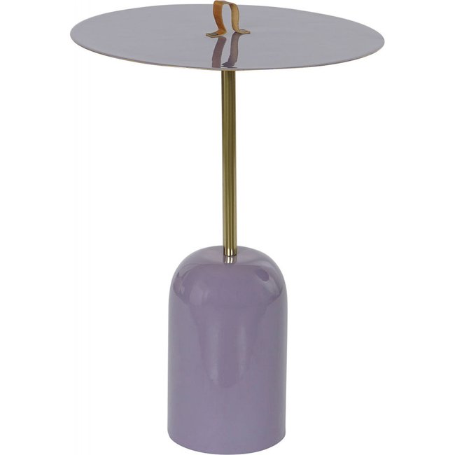 Bout de canapé en cuir et fer, Urban Couleur lilas pastel raffiné <span itemprop=