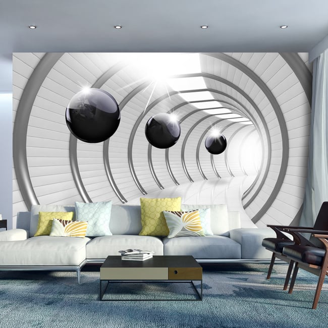 Papier peint intissé panoramique 3D et Perspective Futuristic Tunnel Couleur noir <span itemprop=