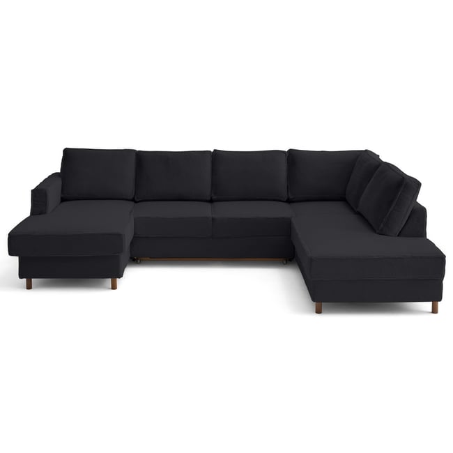Canapé d'Angle Convertible 7 places - JAKE Couleur noir <span itemprop=