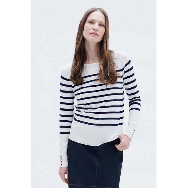 Pull droit col bateau MJULIE ivoire <span itemprop=