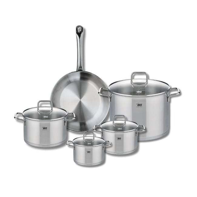 Batterie 1 poêle 28cm + 4 faitouts 14/16/20/26cm PROFI CITRIN inox <span itemprop=