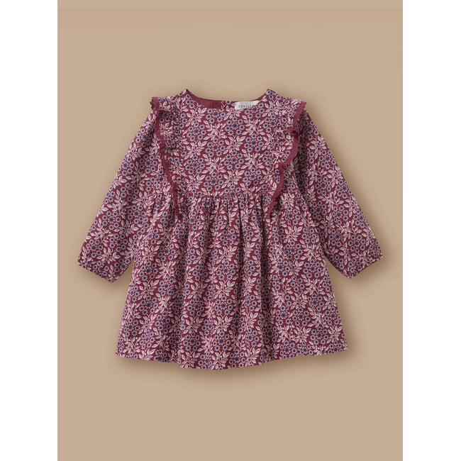 Robe imprimée volantée imprimé ophelia <span itemprop=