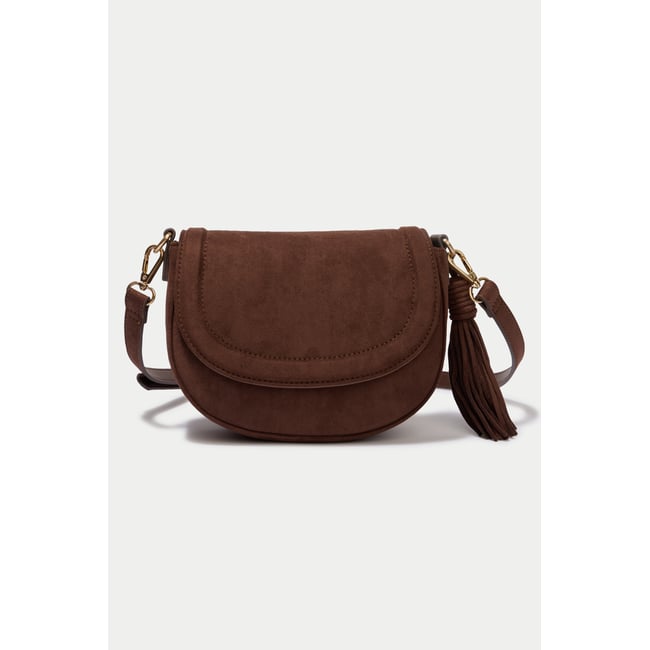 Sac aspect daim marron foncé <span itemprop=