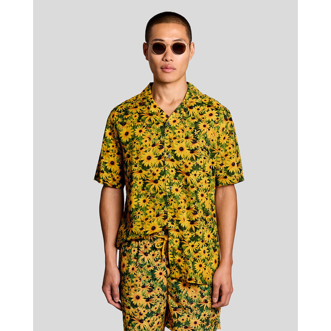 Chemise resort floral graphique jaune super <span itemprop=