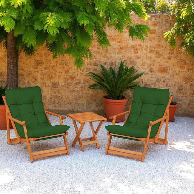 Salon jardin détente vert - 2 assises confort SORA vert <span itemprop=