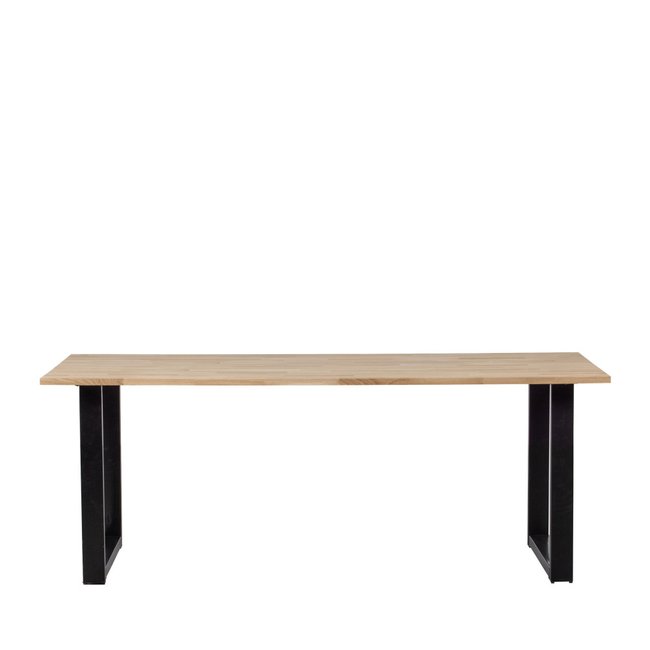 Table à manger en bois piétement en U 220x90cm naturel - TABLO Couleur naturel <span itemprop=