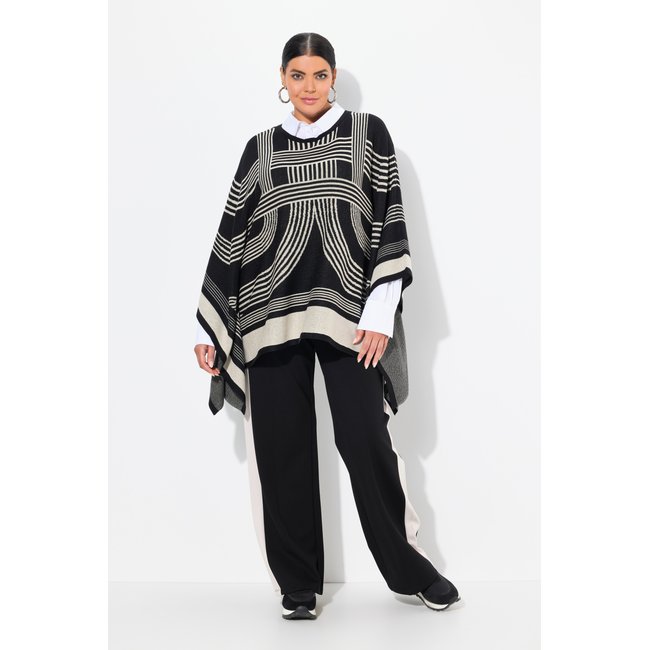 Poncho oversize en maille noir <span itemprop=