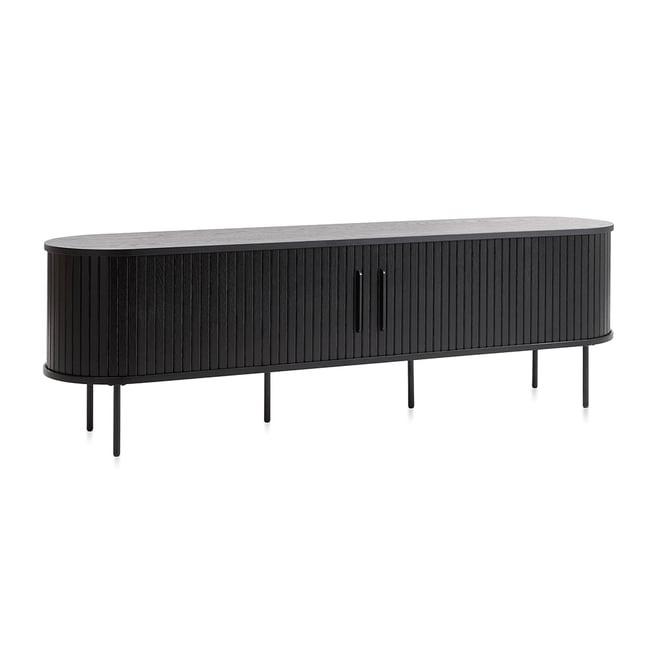 Meuble bas 2 portes 180 cm - Bois noir - ALBA Couleur noir <span itemprop=