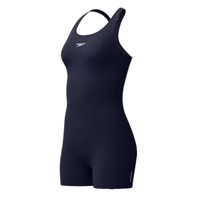 Maillot de bain shorty uni dos nageur bleu marine <span itemprop=