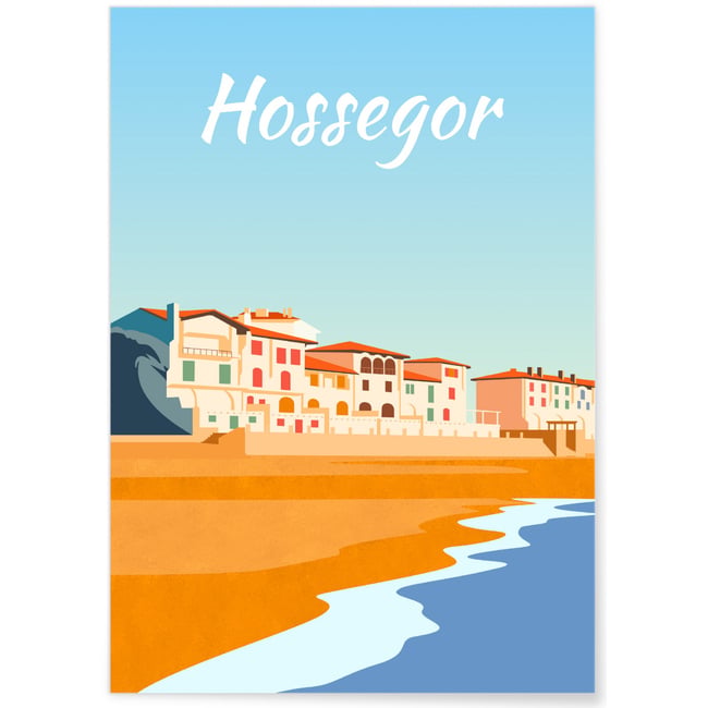 Affiche ville Hossegor Couleur blanc <span itemprop=