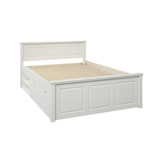 Lit rangement bois massif - THILIA Couleur blanc <span itemprop=