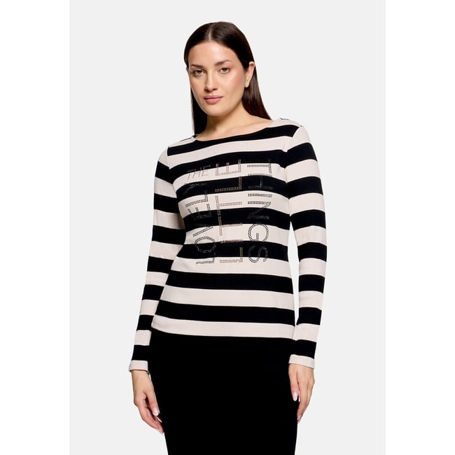 T-shirt basique de texture côtelée noir/blanc <span itemprop=