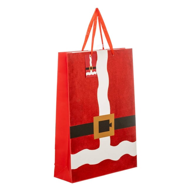 Sac cadeau imprimé grande taille tenue de Père Noël paillettes rouge Couleur rouge <span itemprop=