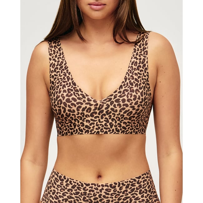 Brassière microfibre sans couture motif léopard INVISIBLIZ PRI marron <span itemprop=