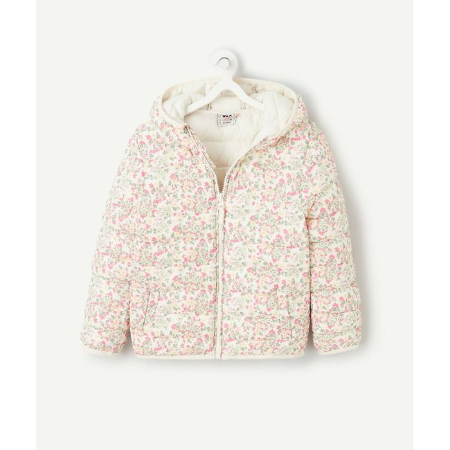Doudoune à capuche fleurs multicolore <span itemprop=