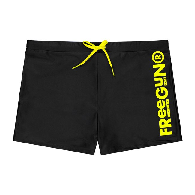 Maillot de Bain Boxer Microfibre noir/jaune <span itemprop=