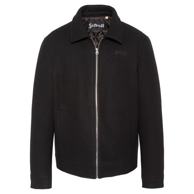 Blouson casual en laine mélangée noir <span itemprop=