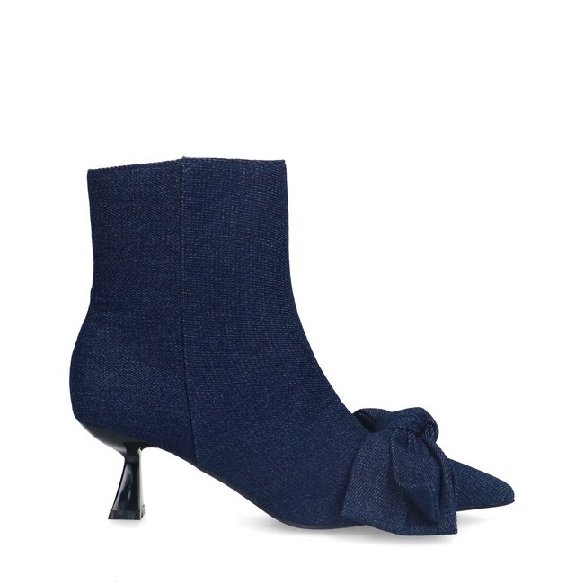 Bottines basses denim à talon bleu <span itemprop=