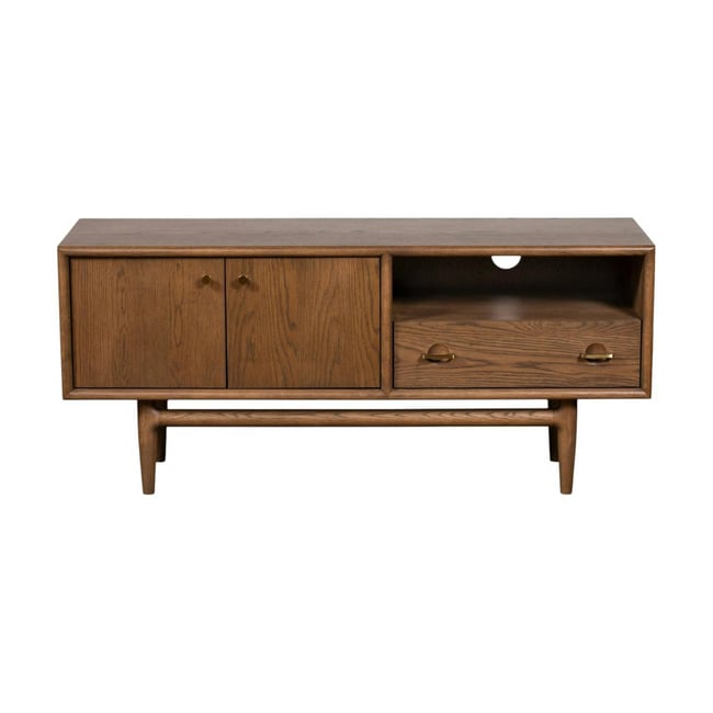 Meuble tv vintage en bois de chêne BRADFORD Couleur bois naturel <span itemprop=