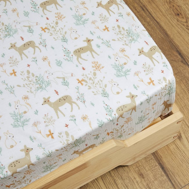 Drap housse double gaze rectangulaire Roxane pour bébé multicolore <span itemprop=