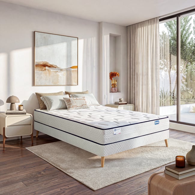 Matelas L'INTEMPOREL 160x200, ressorts ensachés, extra ferme, H24 Couleur blanc <span itemprop=