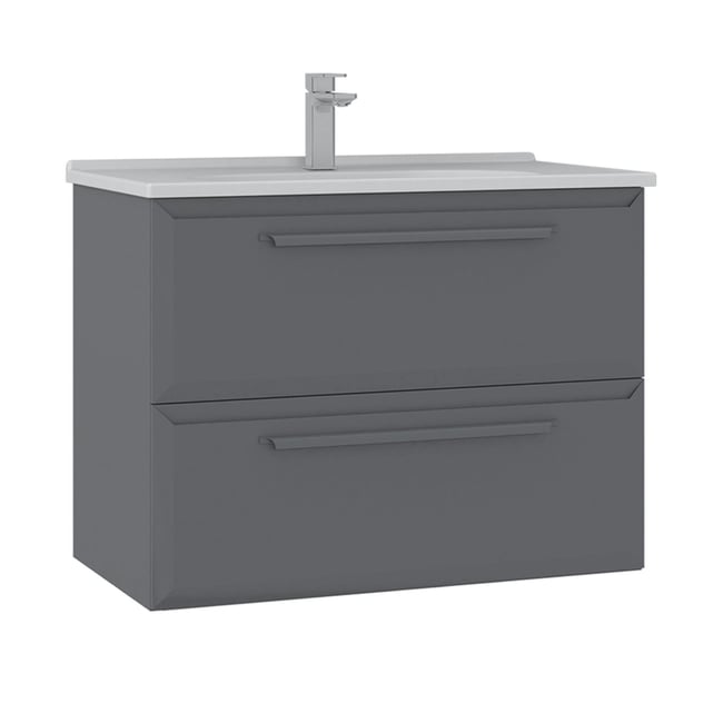 Meuble vasque à suspendre 80 cm 2 tiroirs NEREE Couleur gris <span itemprop=