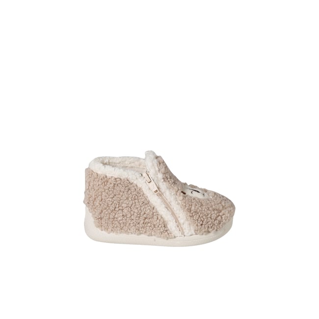 Chaussons textile moutonné fabriqués en France beige <span itemprop=