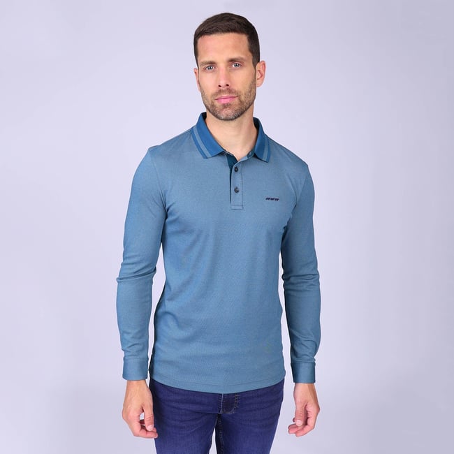 Polo polynosique bleu petrole <span itemprop=