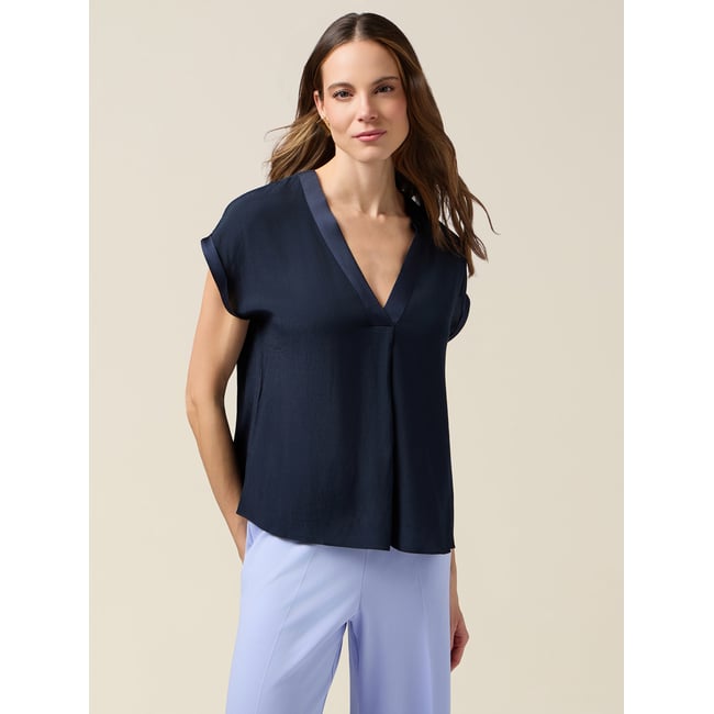 Blouse avec manches kimono bleu <span itemprop=
