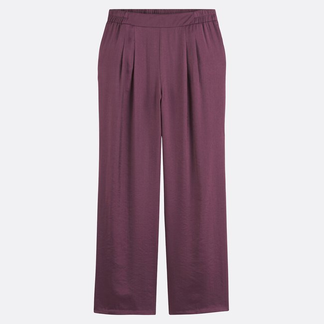 Pantalon large à pinces prune <span itemprop=