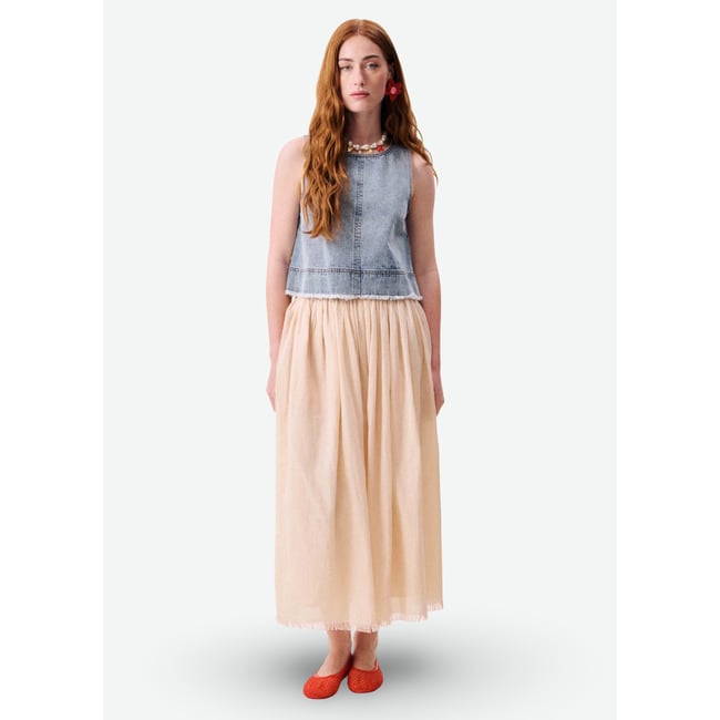 Jupes midi MARY rouge <span itemprop=