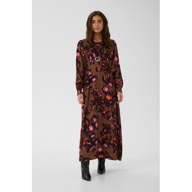Robe décontractée marron rose brpwn/pink flower <span itemprop=