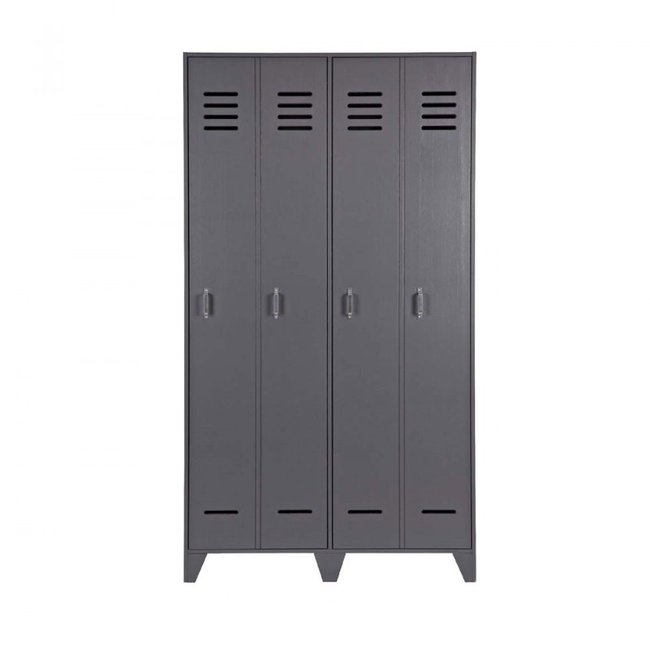 Armoire 2 portes en pin STIJN Couleur gris <span itemprop=