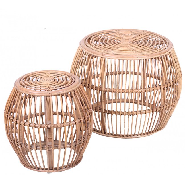 Set de 2 Tables Basses Rotin Couleur bois <span itemprop=