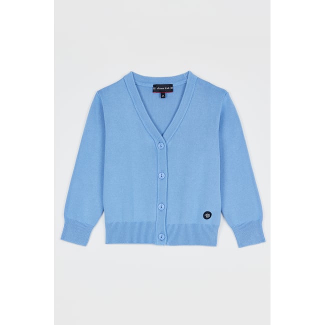 Cardigan boutonné en coton KIDS bleu lobelia <span itemprop=