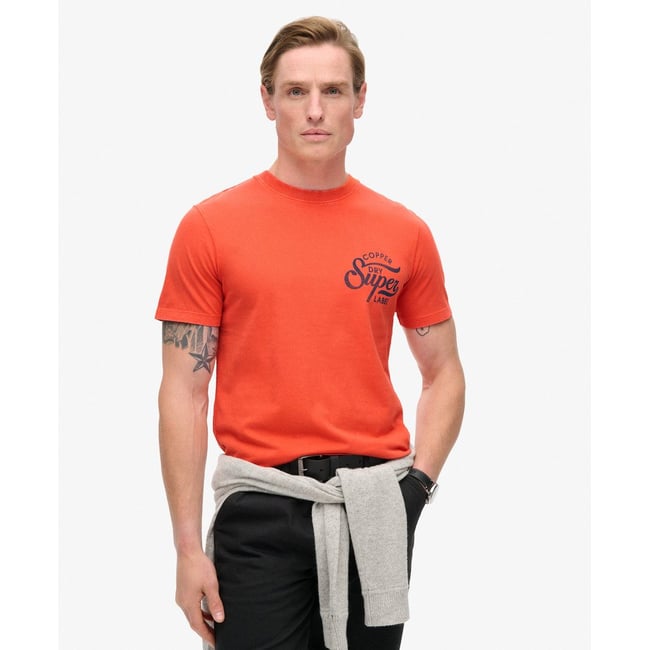T-shirt à motif Copper Label sur la poitrine rouille orange denim co <span itemprop=