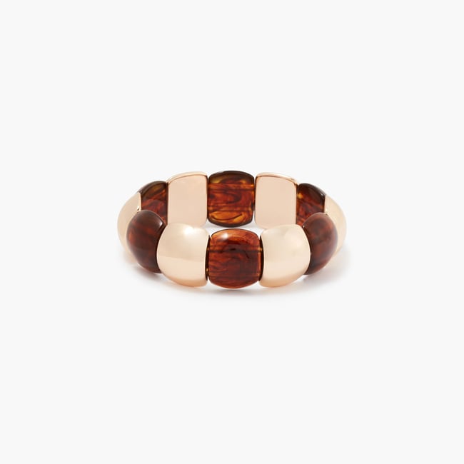 Bracelet élastique écaille marron et doré marron <span itemprop=