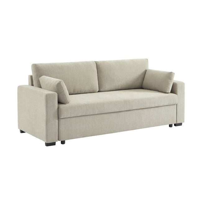 Canapé convertible 3 places tissu chenille EASY Couleur beige <span itemprop=