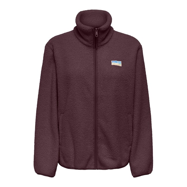 Sweat zippé en sherpa bordeaux <span itemprop=
