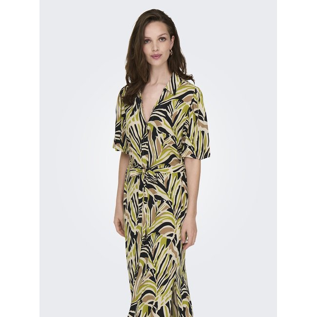 Abito lungo fantasia, con cintura fantasia nero/beige JDY