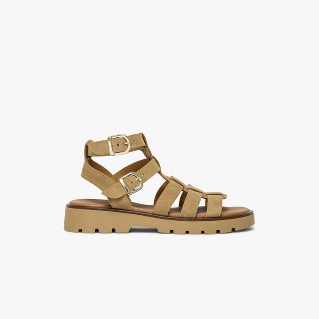 Sandale Plate en cuir GENIALE beige <span itemprop=