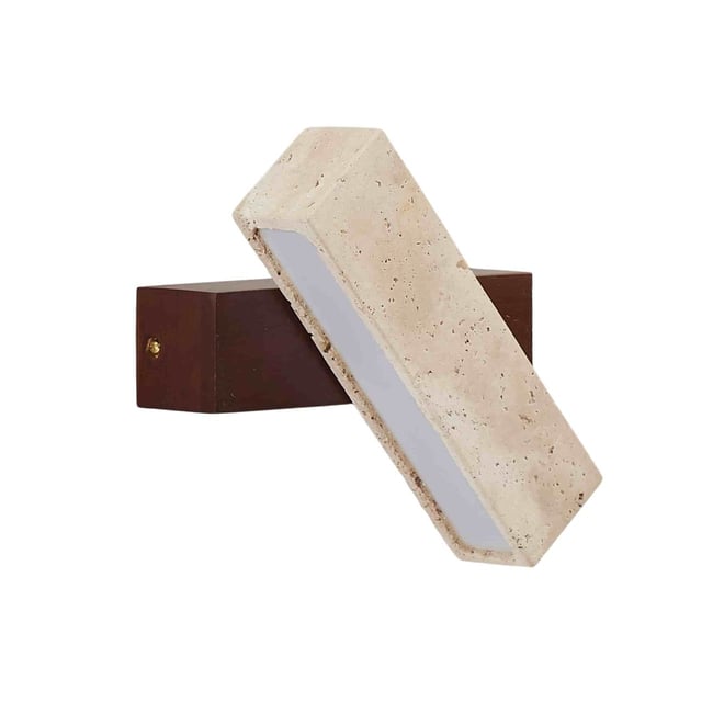 Applique LED pierre pivotante - VARELLI Couleur beige blanc et bois <span itemprop=