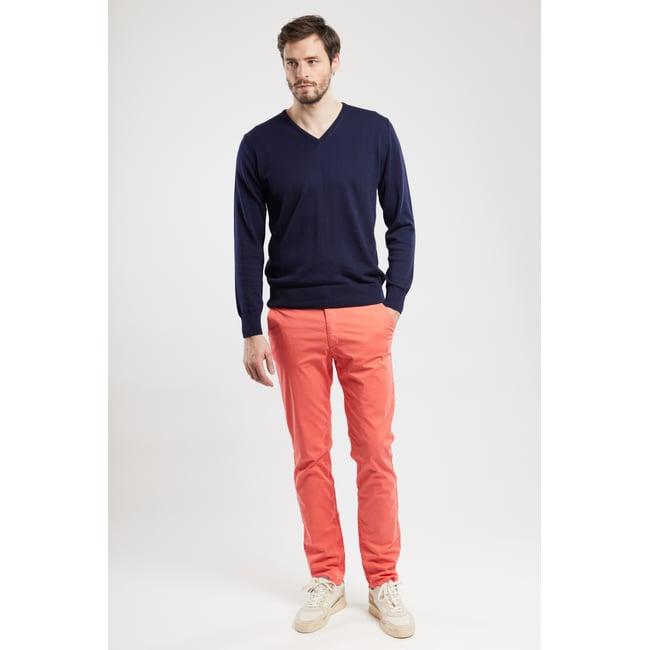 Chino coupe droite - coton coral e24 <span itemprop=