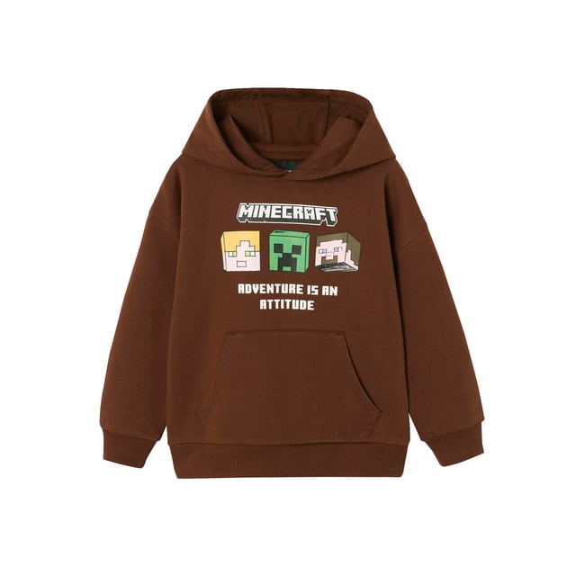 Sweat à capuche Minecraft chocolat <span itemprop=