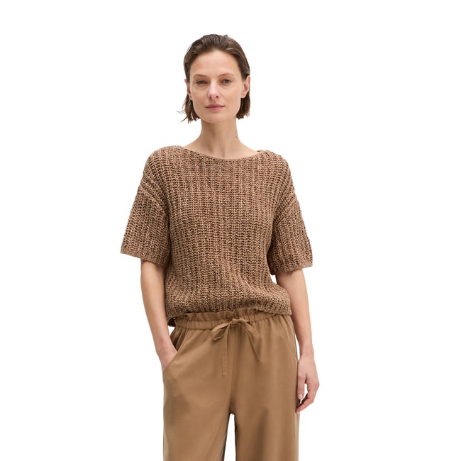 Pull-over en maille à manches courtes boxy en fil à bandelettes - MARC O'POLO