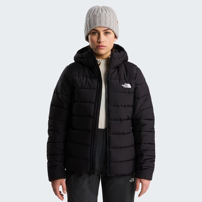 Doudoune mi-longue fermeture zippée, plein hiver noir <span itemprop=