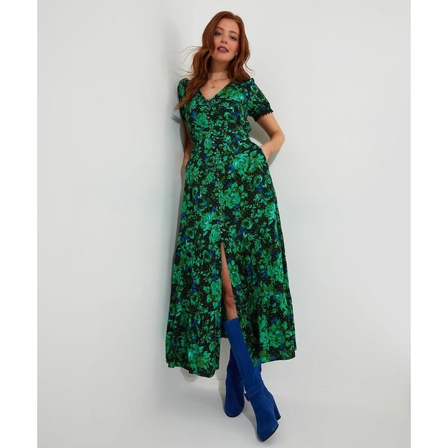 Ruffled Maxi Dress, green, JOE BROWNS