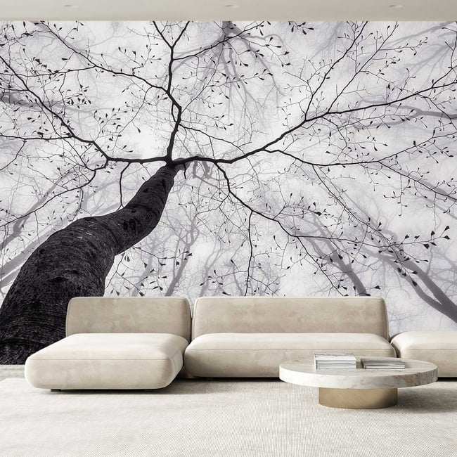 Papier peint panoramique arbre en hiver Couleur intissé <span itemprop=