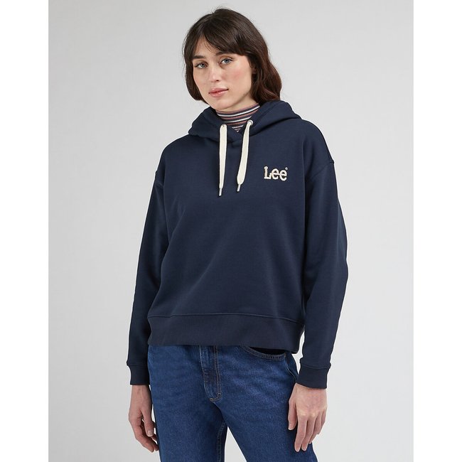 Sudadera con capucha y estampado delante negro <span itemprop=