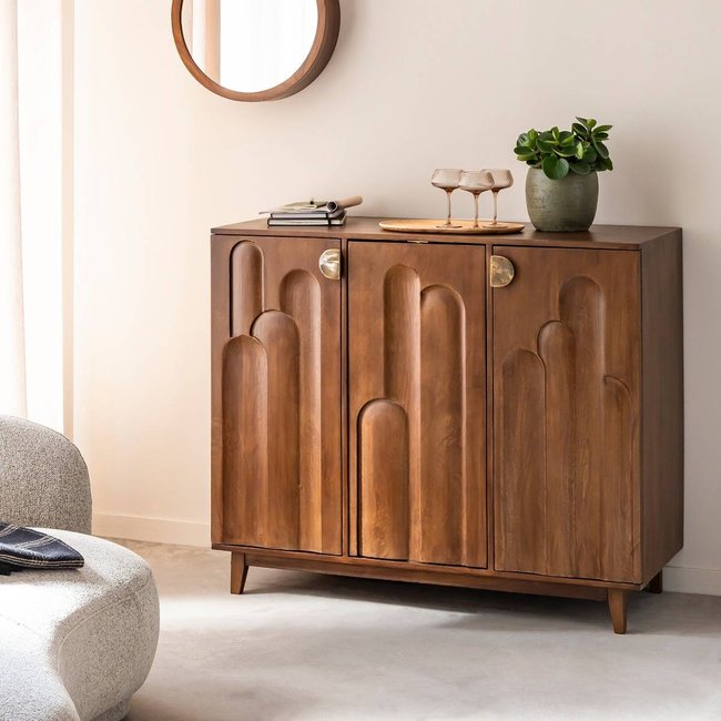Meuble bar en bois de manguier  ELIO Couleur bois foncé <span itemprop=